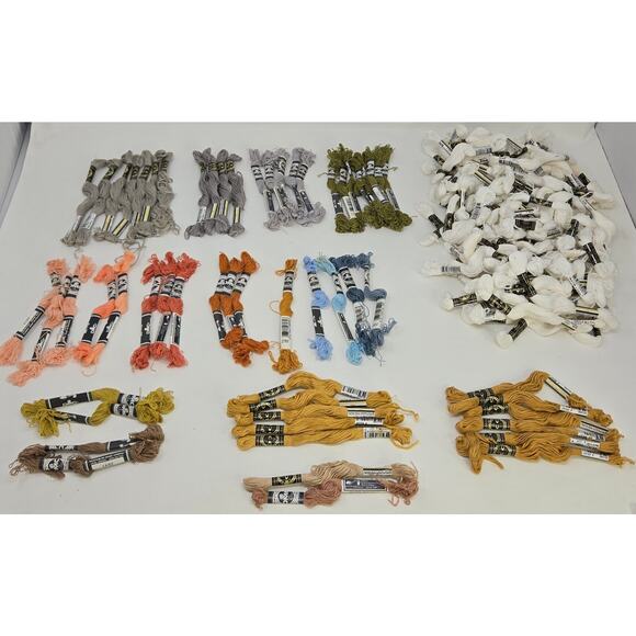 DMC Sullivans Embroidery Floss Lot of 140+ Skeins White Blue Orange Grey Green - Picture 1 of 16